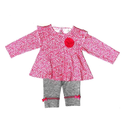 12M 18M 24M Summer Infant Baby Clothes Girls 2 Pc Set With Flower Ribbons