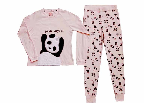 Comfortable Winter Womens Long Sleeve Pajama Sets Animal Applique Embroidery