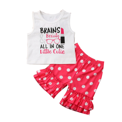 White / Pink Screen Prints Summer Baby Girl Outfit Sets Flower Pant Pattern