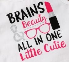 White / Pink Screen Prints Summer Baby Girl Outfit Sets Flower Pant Pattern