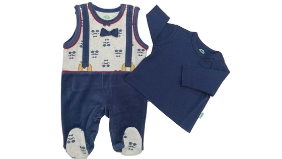 Embroidered Kids Garments Knitted Baby Wear 2 Pcs 80% Cotton 20% Polyrster