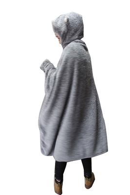 Fashion Women Flannel Hooded Cape Blanket Embroidery Hat Gloves Eco Friendly