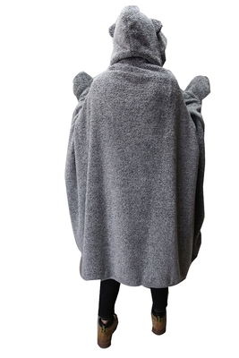 Fashion Women Flannel Hooded Cape Blanket Embroidery Hat Gloves Eco Friendly