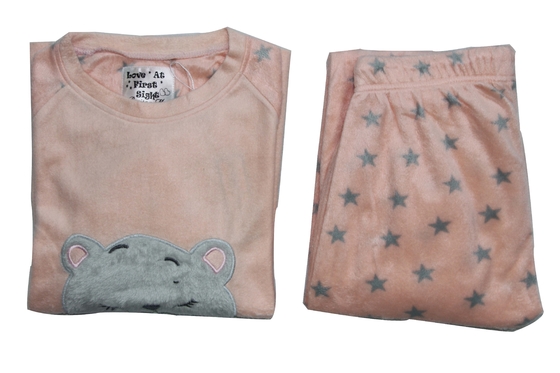 Round Neck Ladies Pyjama Sets Microfleece Pajamas Womens Sleepwear Fall Season