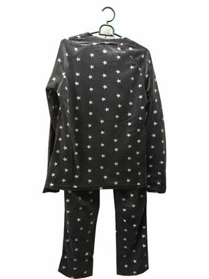 Comfortable Microfleece Pj Set Emb All Over Print Long Sleeves And Trousers