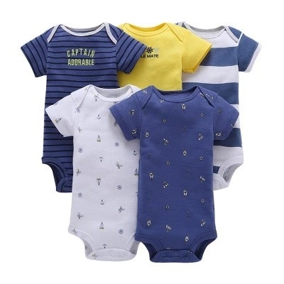 Summer 5 Pc Gift Set Infant Baby Rompers 180G 60% Cotton 40% Polyester Interlock