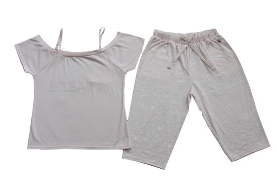 Eco Friendly Short Sleeves Ladies Pyjama Sets Comfortable Wearing Feel