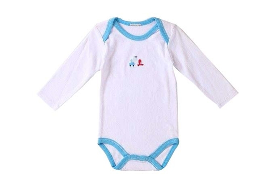 Soft Breathable Longsleeve Baby Organic Cotton Baby Clothes With Blue Pink Print