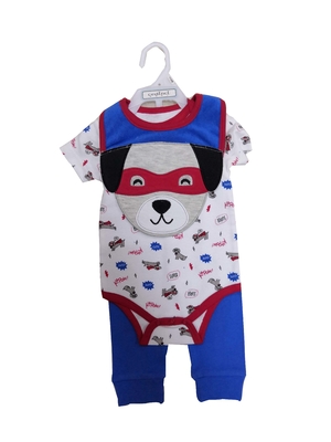 Comfortable Short Baby Clothes Gift Set With Embroidery Animal 3D Bib