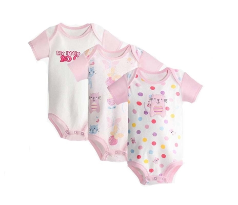 100% Cotton Girls Short Sleeve Baby Onesies 3 Pack Small Kids Clothes