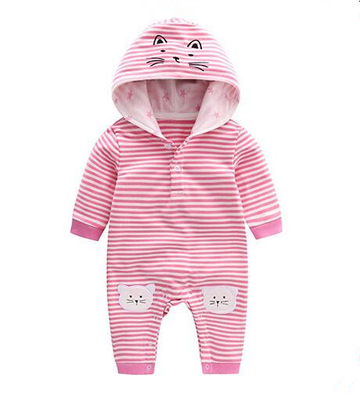 Manica lunga dei nuovi di stile della primavera pagliaccetti infantili incappucciati del bambino con il gatto animale adorabile