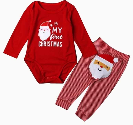Insieme lungo neonato del regalo del pc del bambino 2 della manica di Onesies del cotone organico di Natale